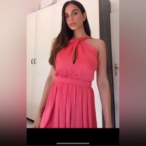 Elegant Pink Halter Dress